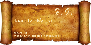 Haar Izidóra névjegykártya